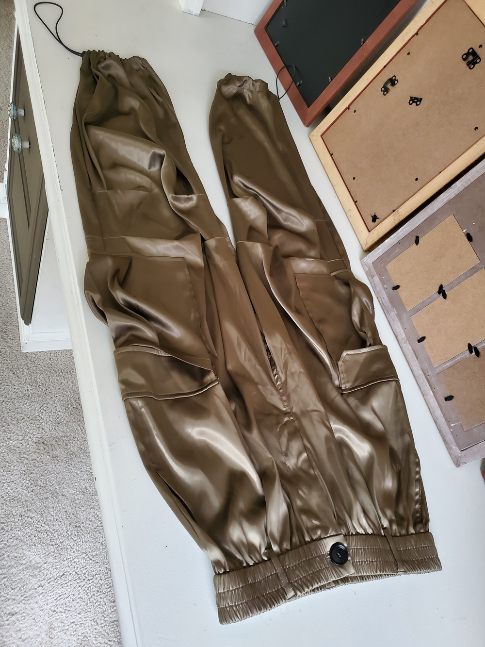 FORE Olive Green Faux-Leather Jogger Pants